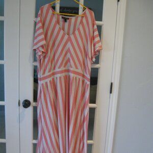 Lane Bryant White and Pink Ruffled Sleeve Dress